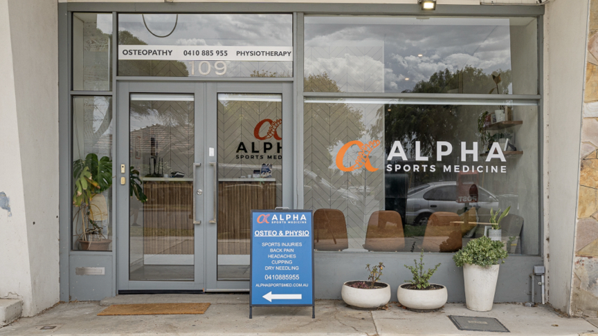 Alpha Sports Medicine clinic entrance on Blackshaws Road in Newport